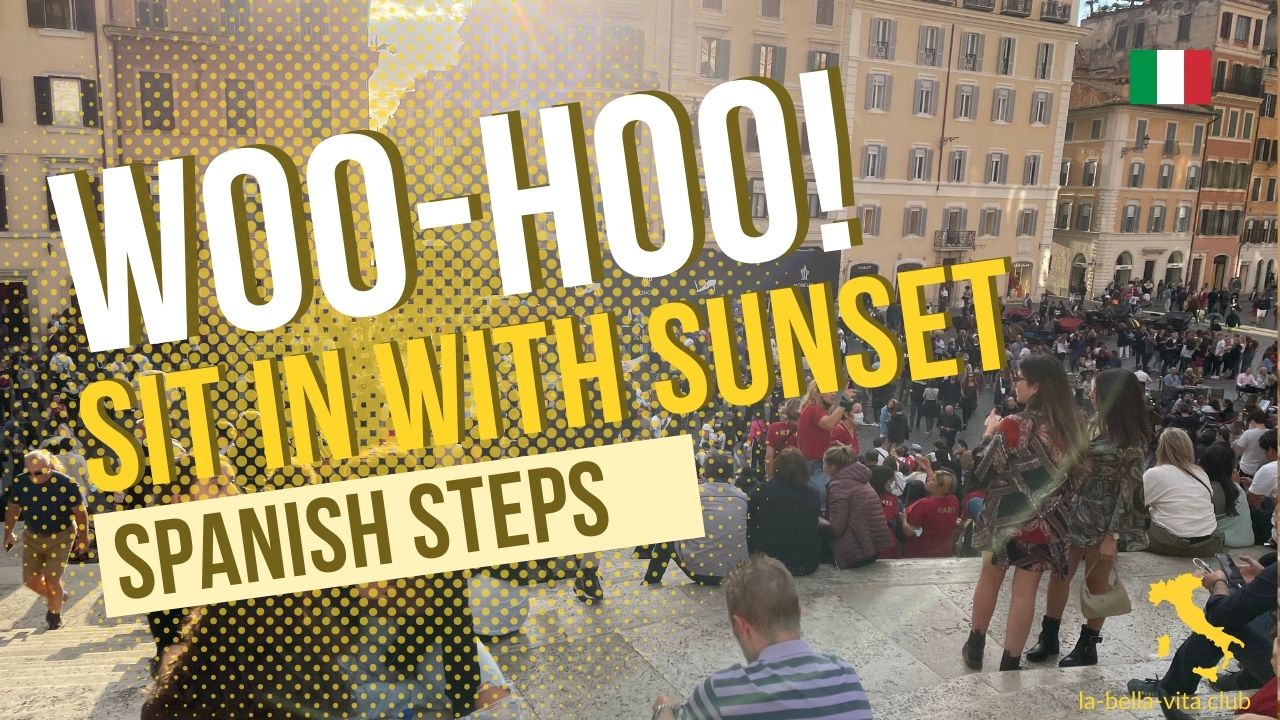 Załaduj film: das video zeigt einen abend mit sonnenuntergang auf der spanischen treppe in rom in italien